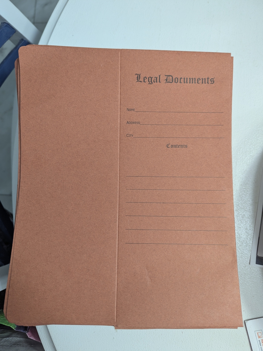 Legal Documents Folder - Brown File Organizer